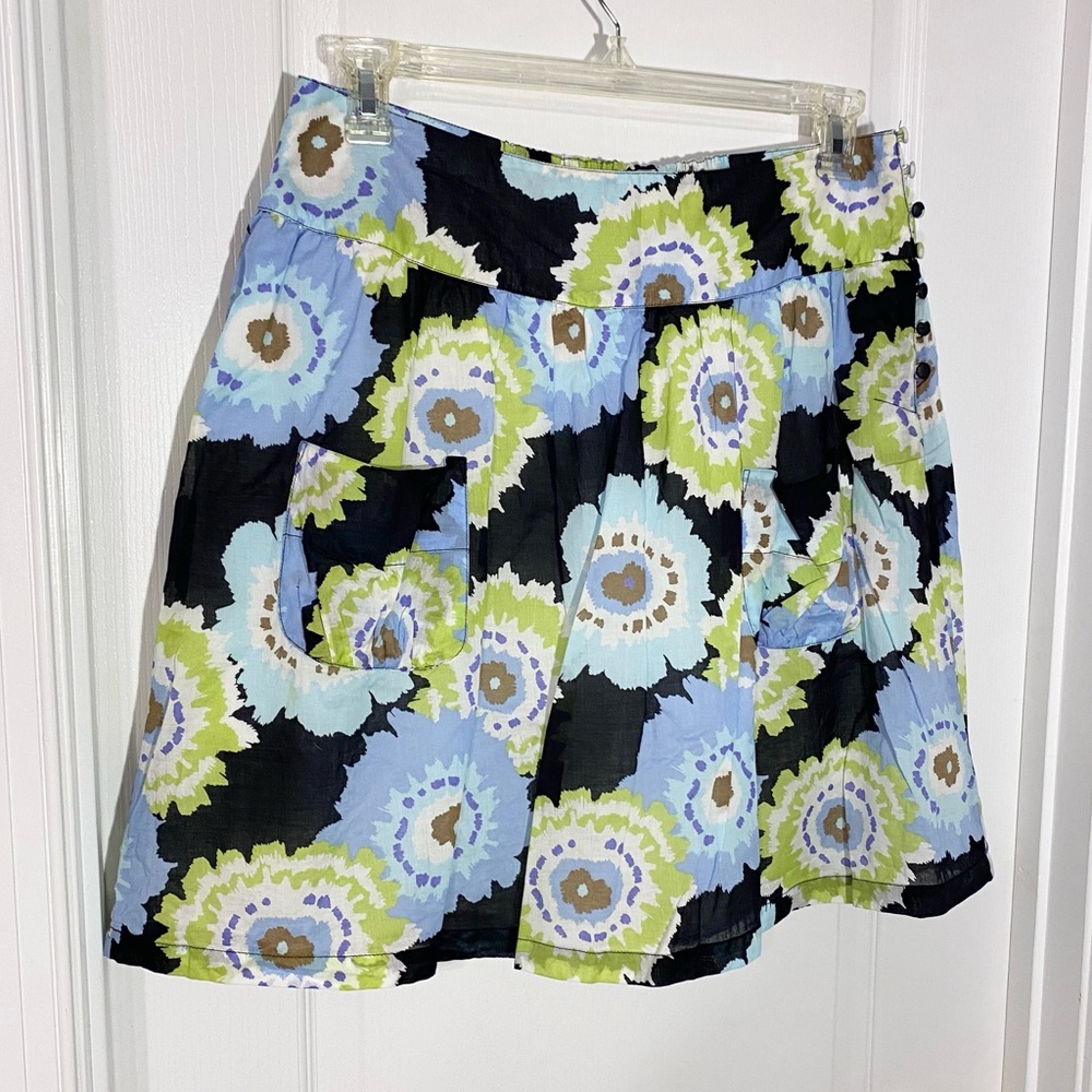 Y2K Madison Floral Drop Waist A-line Knee Length Skirt Front Pockets Size Large